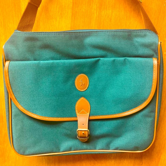 Polo Ralph Lauren Other - Vintage 1980’s Polo Ralph Lauren Green Canvas Messenger Style Bag Zips